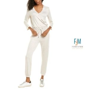 New! Blue Orchid Surplice 3/4 Sleeve Oatmeal Knit V-Neck Jumpsuit 2X